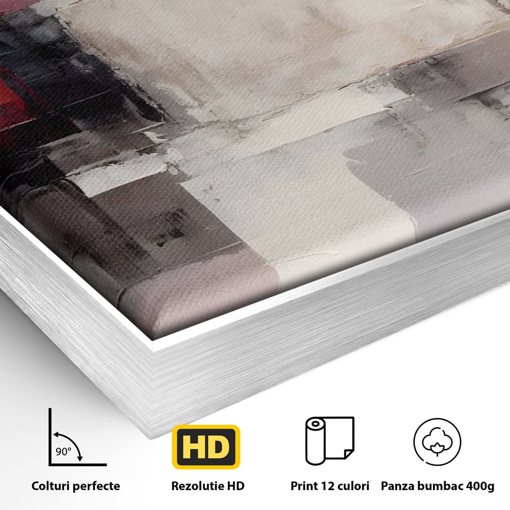 Leinwand Wandkunst Leinwand Premium LuxCanva® C1197, Abstrakt Rot Und Schwarz , Farben, Dekorativ, Wohnzimmer, Wohnzimmer, Lebendige Farben