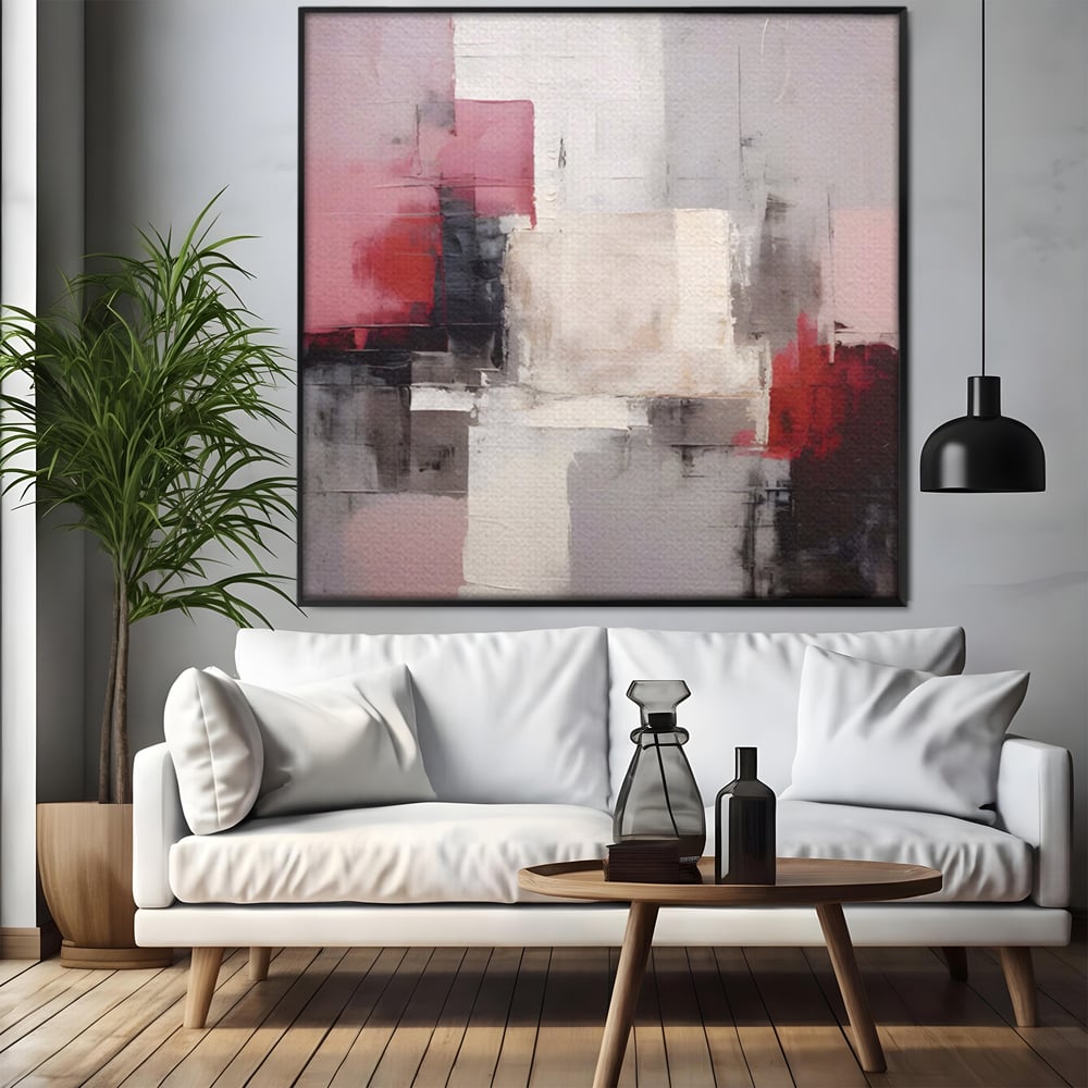 Leinwand Wandkunst Leinwand Premium LuxCanva® C1197, Abstrakt Rot Und Schwarz , Farben, Dekorativ, Wohnzimmer, Wohnzimmer, Lebendige Farben