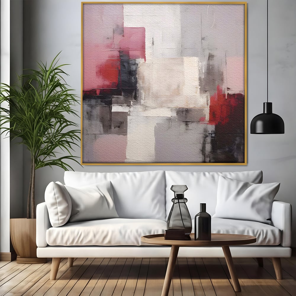 Leinwand Wandkunst Leinwand Premium LuxCanva® C1197, Abstrakt Rot Und Schwarz , Farben, Dekorativ, Wohnzimmer, Wohnzimmer, Lebendige Farben