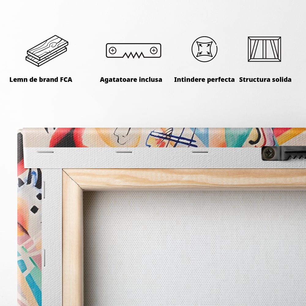 Tablou Canvas Premium LuxCanva® C1198, Abstract Paint By Kandinsky , Culori, Decorativ, Living Room, Culori Vibrante