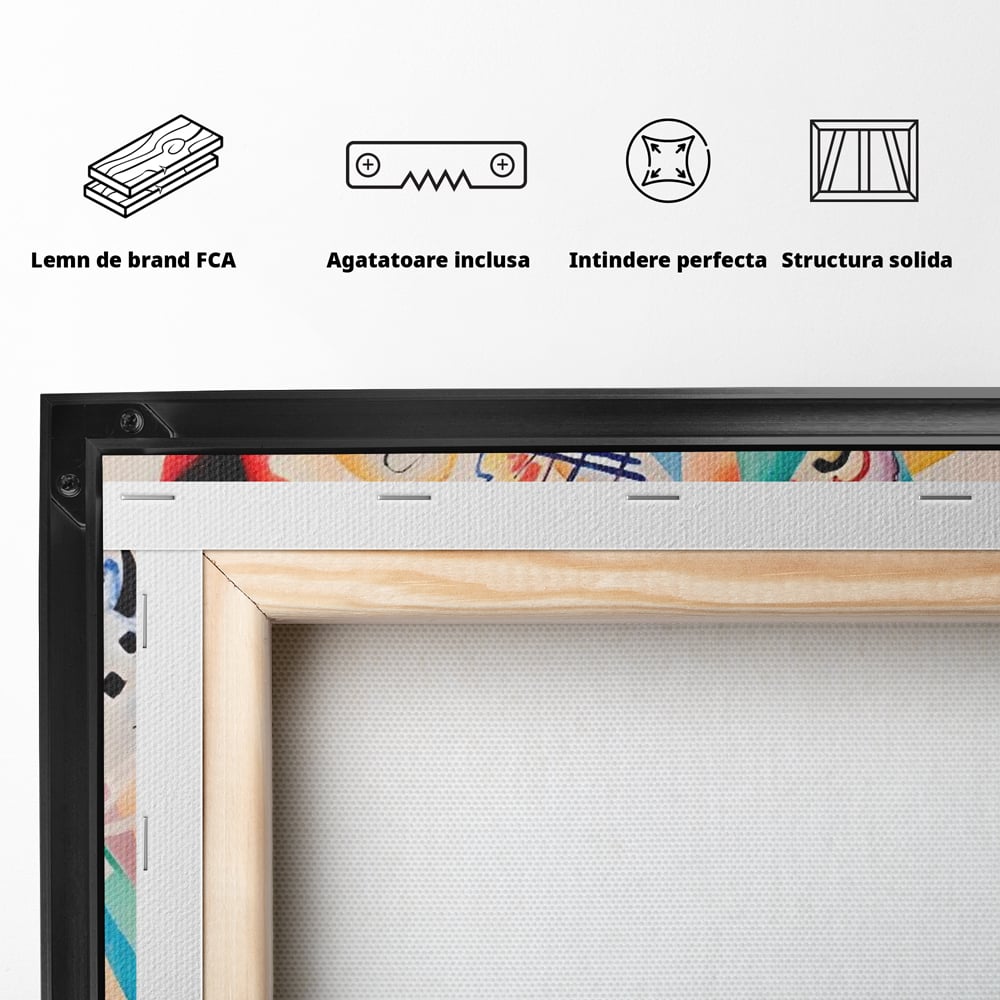 Tablou Canvas Premium LuxCanva® C1198, Abstract Paint By Kandinsky , Culori, Decorativ, Living Room, Culori Vibrante