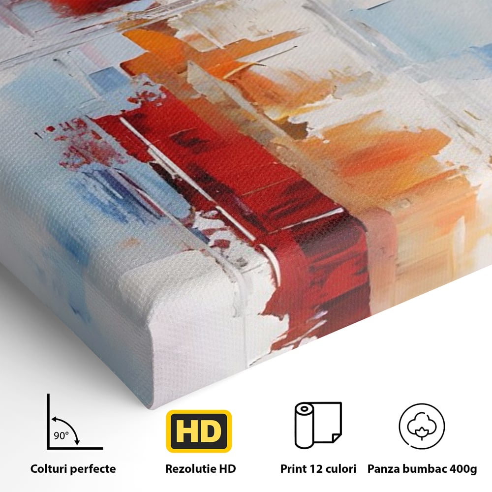 LuxCanva Premium-Leinwandkunst® C1200, Abstrakte blaue und rote Malerei, entspannend, Wohnzimmer, lebendige Farben