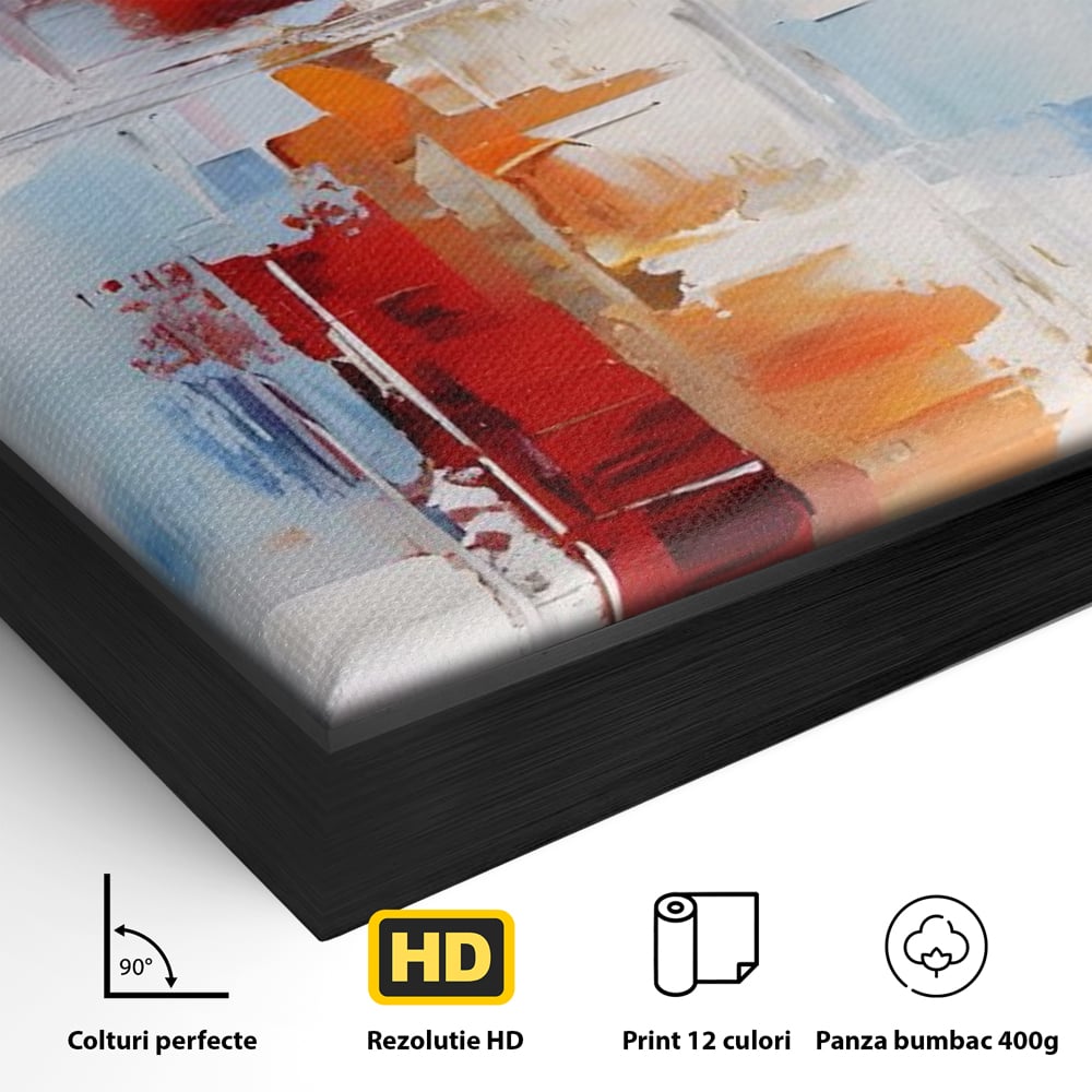 LuxCanva Premium-Leinwandkunst® C1200, Abstrakte blaue und rote Malerei, entspannend, Wohnzimmer, lebendige Farben