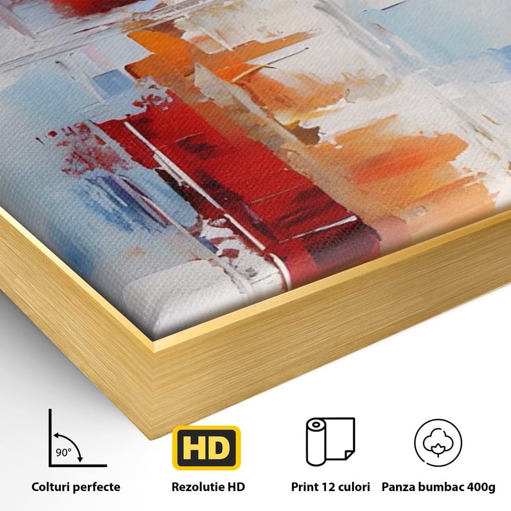 LuxCanva Premium-Leinwandkunst® C1200, Abstrakte blaue und rote Malerei, entspannend, Wohnzimmer, lebendige Farben
