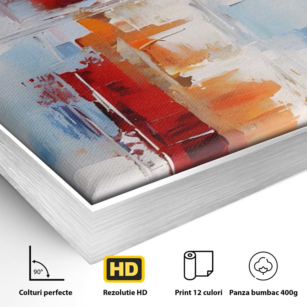 LuxCanva Premium-Leinwandkunst® C1200, Abstrakte blaue und rote Malerei, entspannend, Wohnzimmer, lebendige Farben