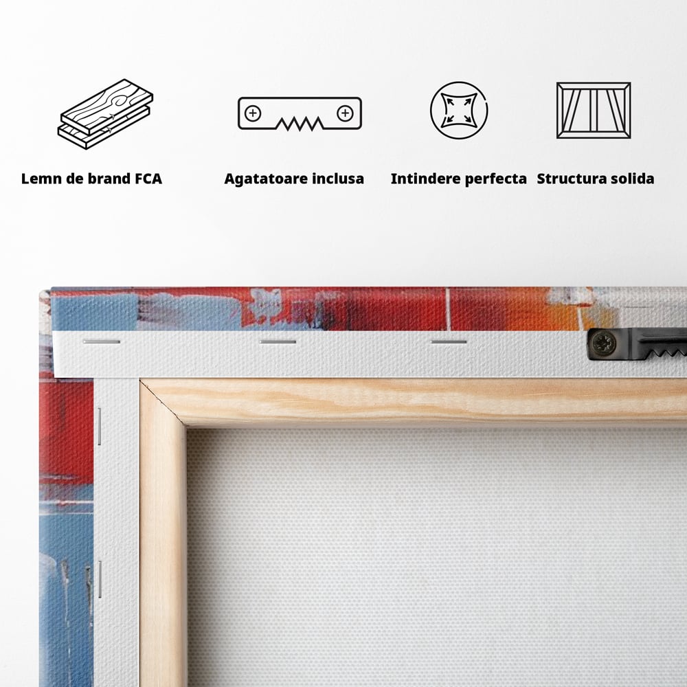 LuxCanva Premium-Leinwandkunst® C1200, Abstrakte blaue und rote Malerei, entspannend, Wohnzimmer, lebendige Farben