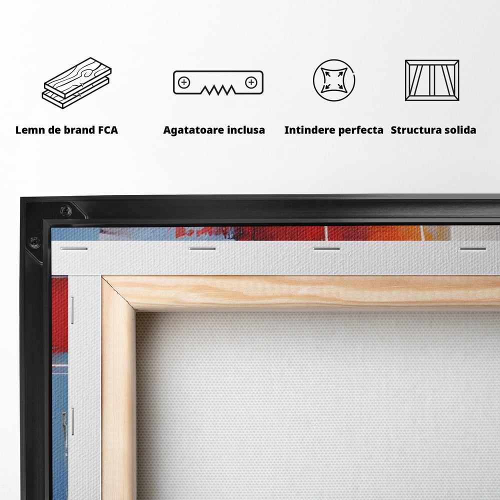LuxCanva Premium-Leinwandkunst® C1200, Abstrakte blaue und rote Malerei, entspannend, Wohnzimmer, lebendige Farben