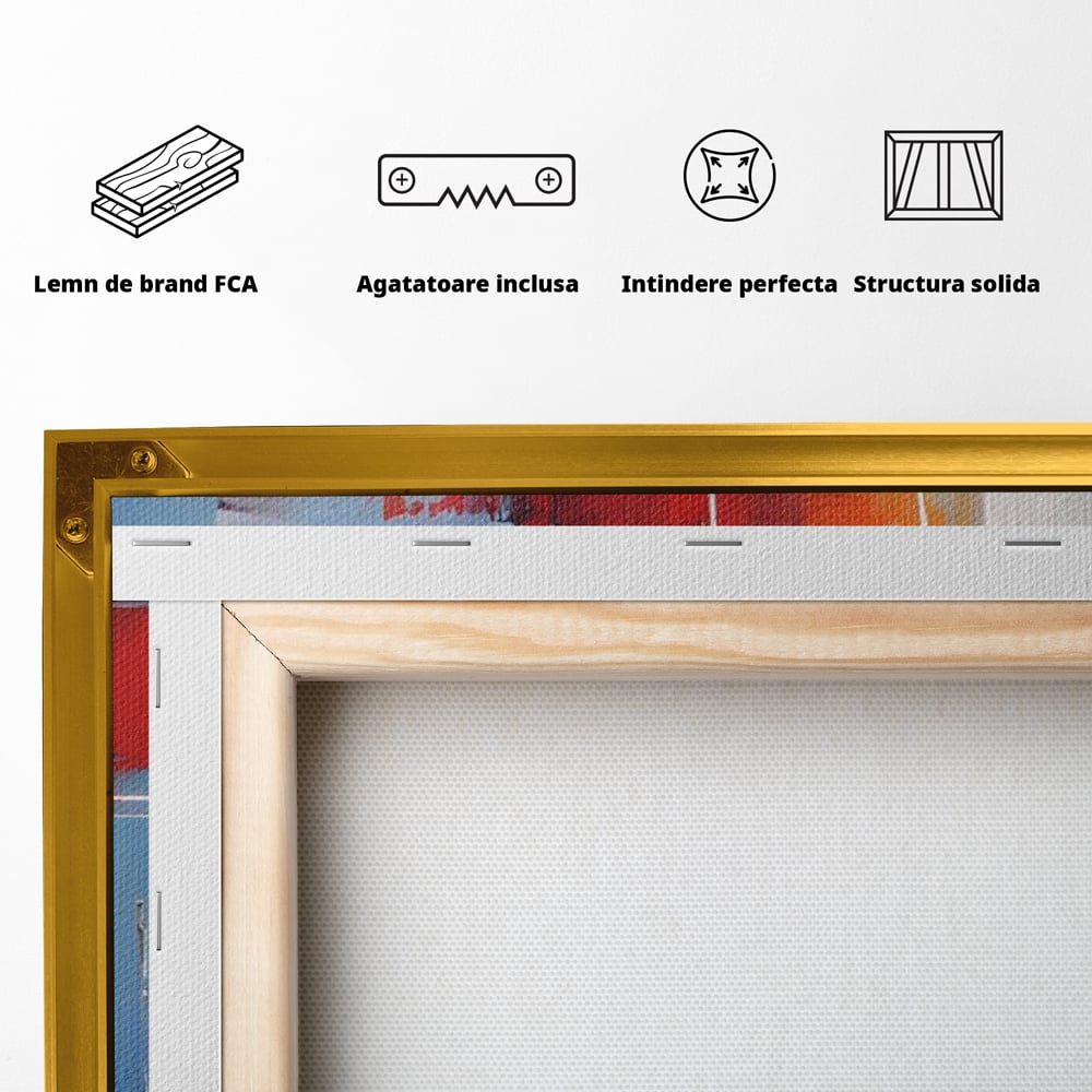 LuxCanva Premium-Leinwandkunst® C1200, Abstrakte blaue und rote Malerei, entspannend, Wohnzimmer, lebendige Farben