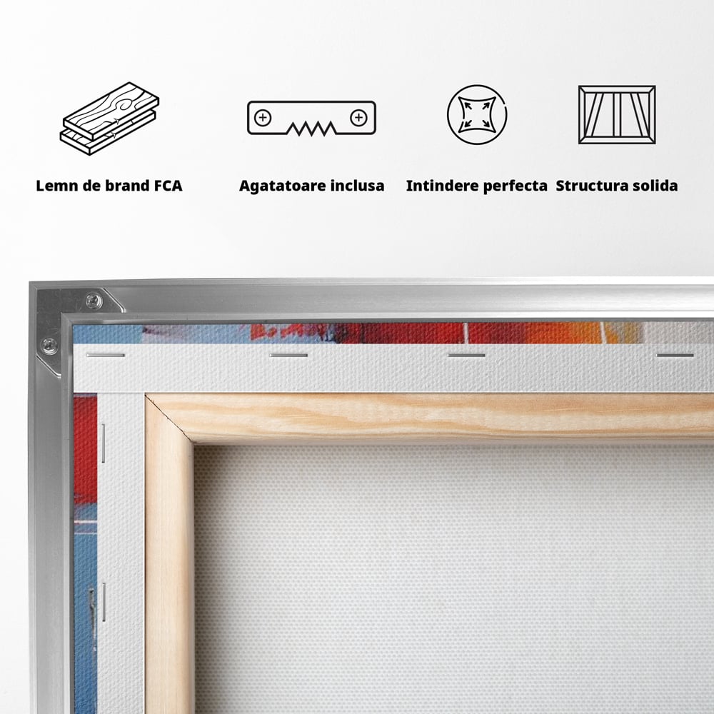 LuxCanva Premium-Leinwandkunst® C1200, Abstrakte blaue und rote Malerei, entspannend, Wohnzimmer, lebendige Farben