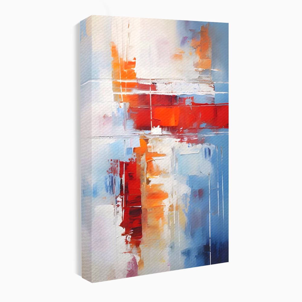 LuxCanva Premium-Leinwandkunst® C1200, Abstrakte blaue und rote Malerei, entspannend, Wohnzimmer, lebendige Farben
