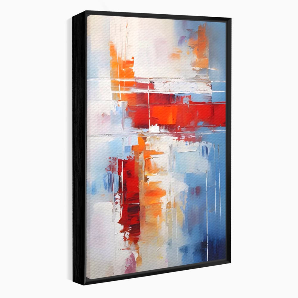 LuxCanva Premium-Leinwandkunst® C1200, Abstrakte blaue und rote Malerei, entspannend, Wohnzimmer, lebendige Farben