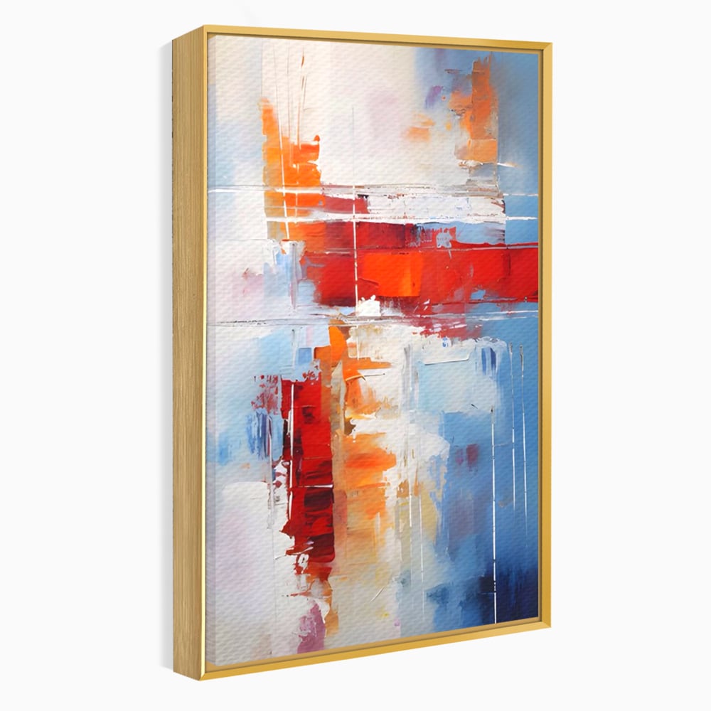 LuxCanva Premium-Leinwandkunst® C1200, Abstrakte blaue und rote Malerei, entspannend, Wohnzimmer, lebendige Farben