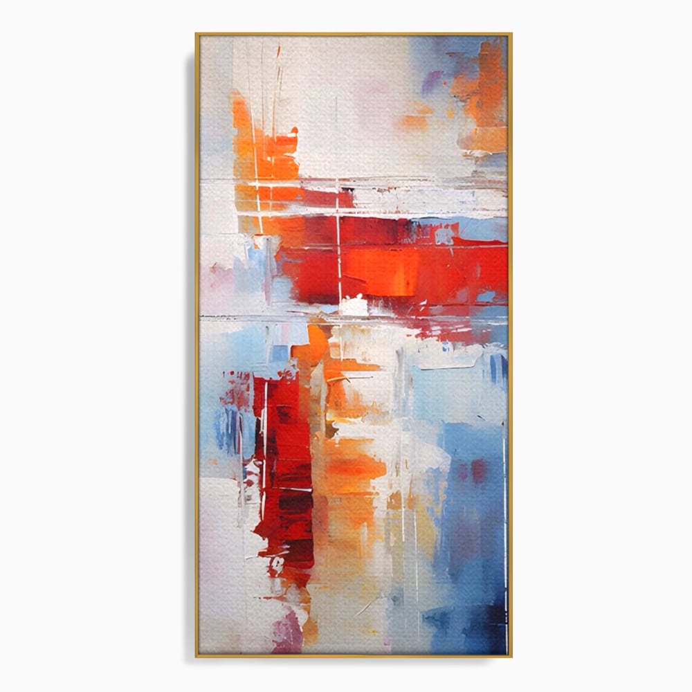 LuxCanva Premium-Leinwandkunst® C1200, Abstrakte blaue und rote Malerei, entspannend, Wohnzimmer, lebendige Farben