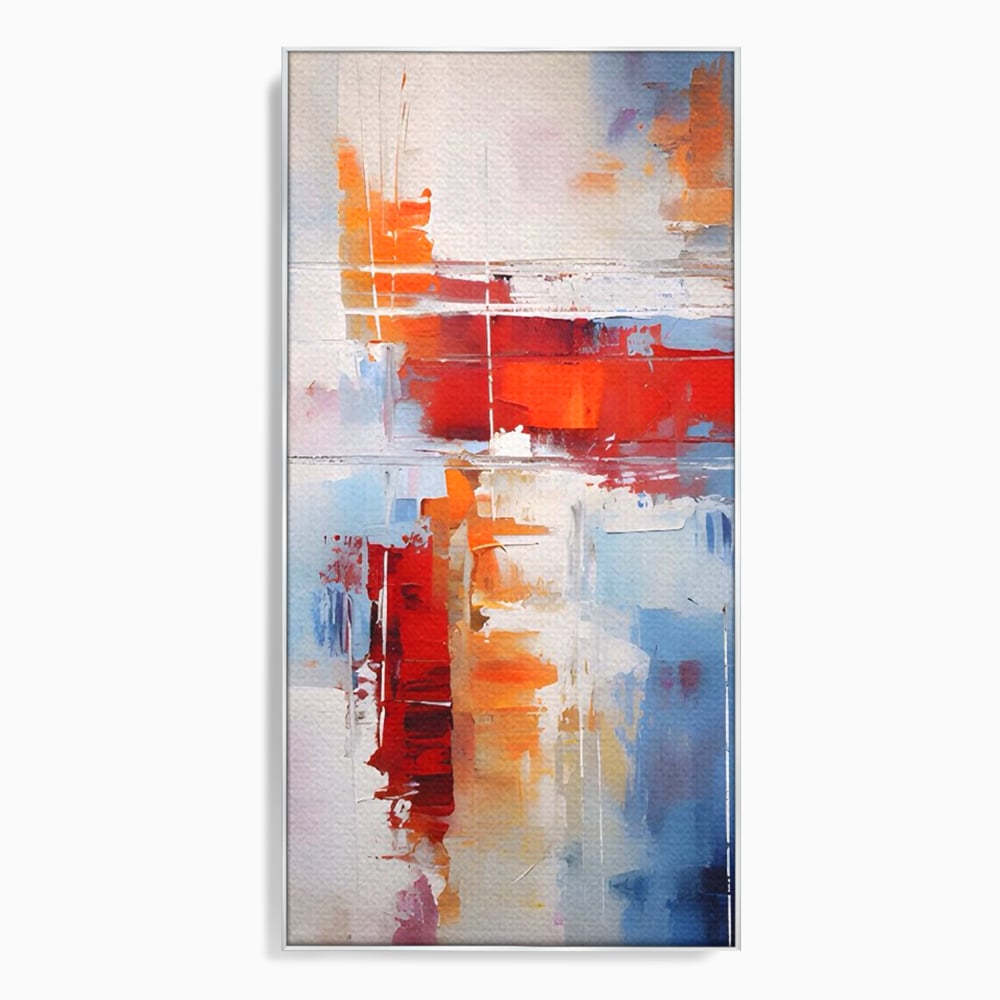 LuxCanva Premium-Leinwandkunst® C1200, Abstrakte blaue und rote Malerei, entspannend, Wohnzimmer, lebendige Farben