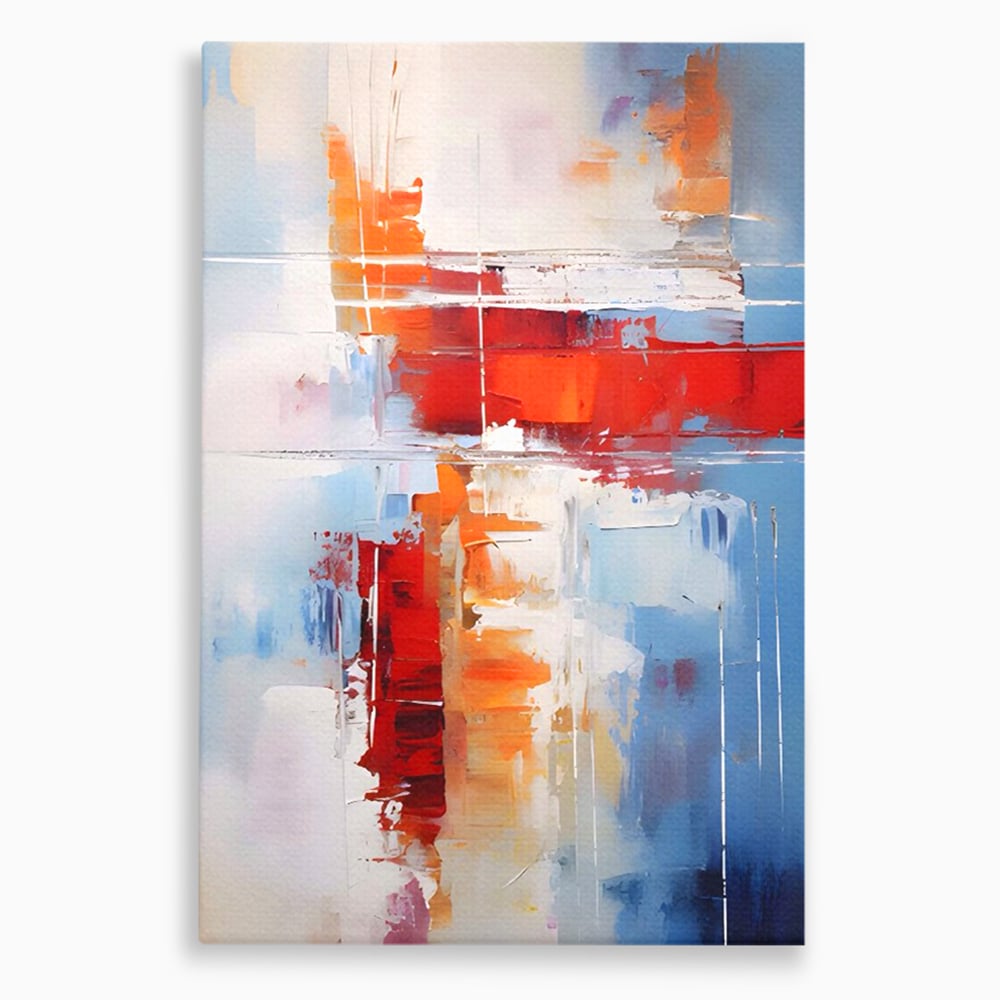 LuxCanva Premium-Leinwandkunst® C1200, Abstrakte blaue und rote Malerei, entspannend, Wohnzimmer, lebendige Farben