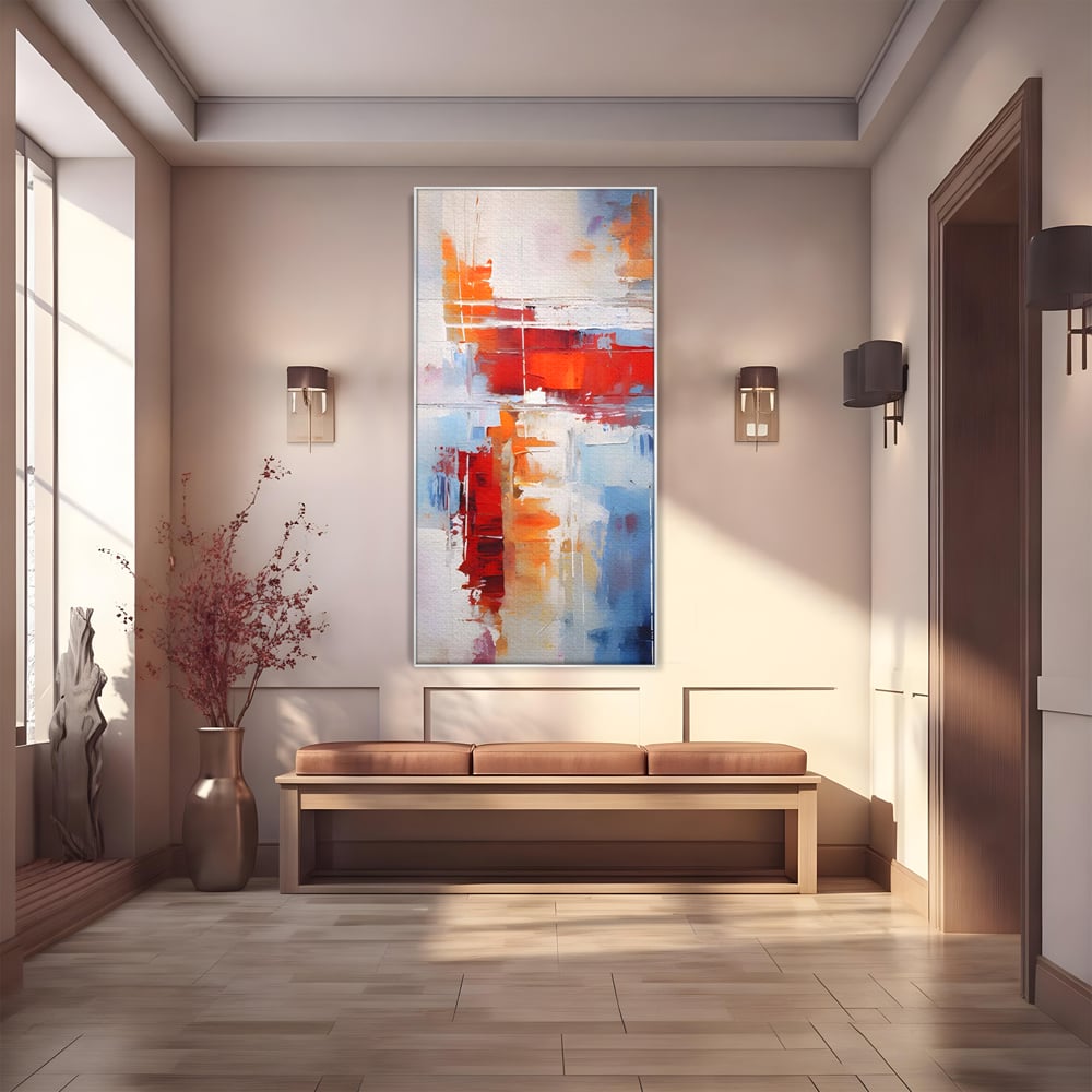 LuxCanva Premium-Leinwandkunst® C1200, Abstrakte blaue und rote Malerei, entspannend, Wohnzimmer, lebendige Farben