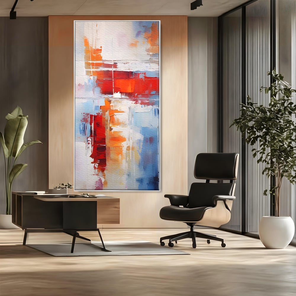 LuxCanva Premium-Leinwandkunst® C1200, Abstrakte blaue und rote Malerei, entspannend, Wohnzimmer, lebendige Farben