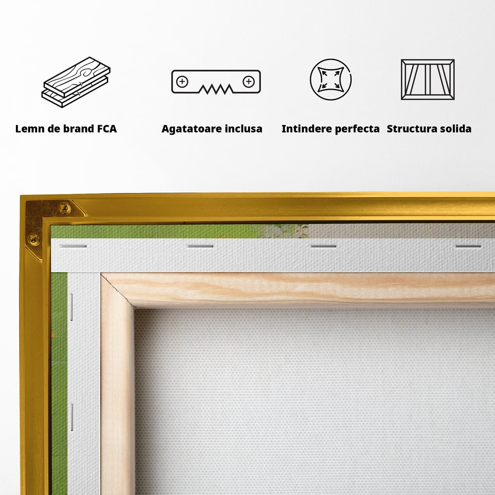 Leinwand Premium Canvas Wandkunst LuxCanva® C1201, Abstrakte Orange und Grüne Farbe , Farben, Dekorativ, Wohnzimmer, Lebendige Farben