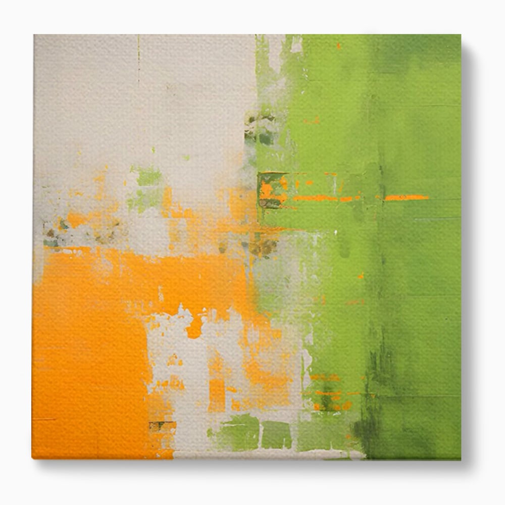 Leinwand Premium Canvas Wandkunst LuxCanva® C1201, Abstrakte Orange und Grüne Farbe , Farben, Dekorativ, Wohnzimmer, Lebendige Farben