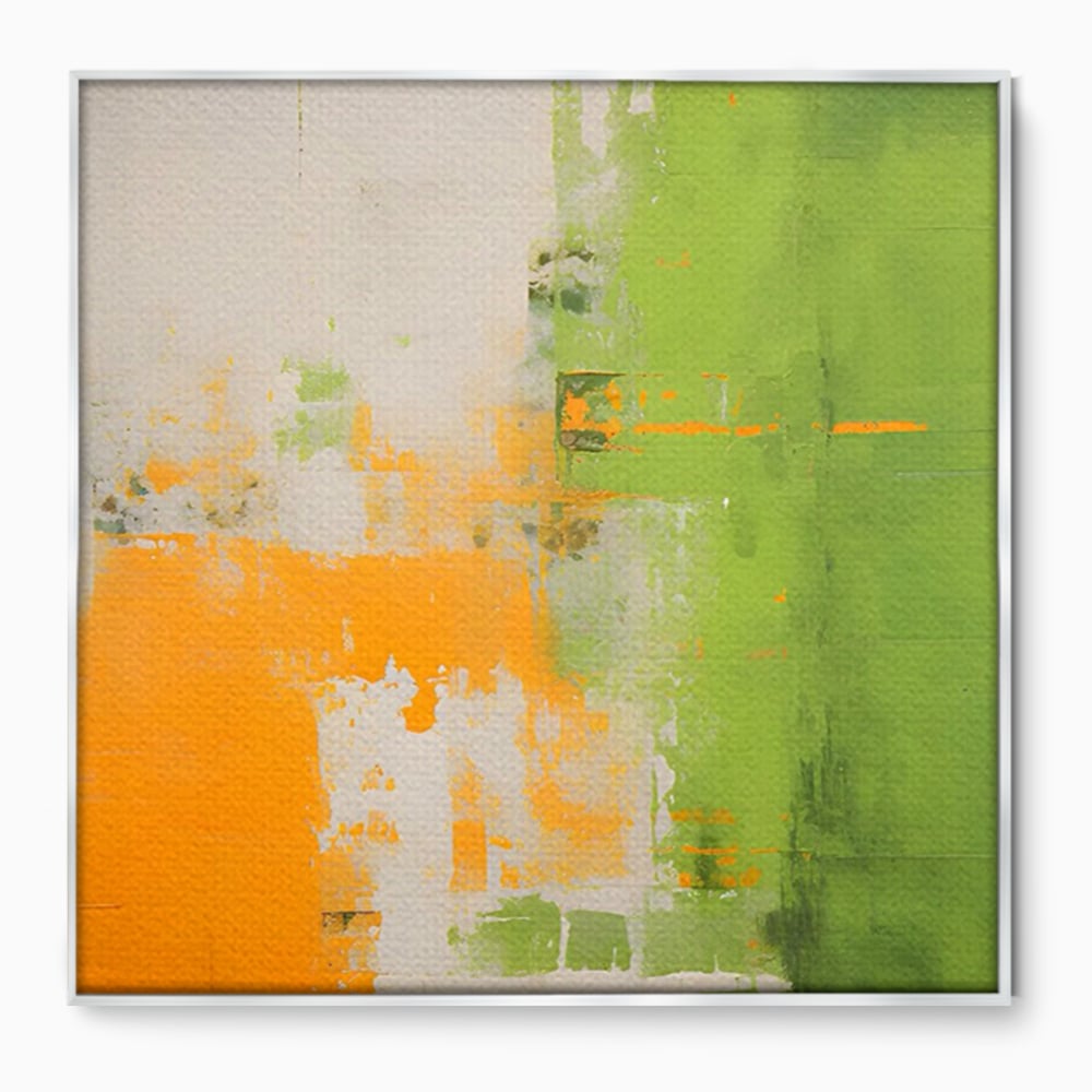 Leinwand Premium Canvas Wandkunst LuxCanva® C1201, Abstrakte Orange und Grüne Farbe , Farben, Dekorativ, Wohnzimmer, Lebendige Farben