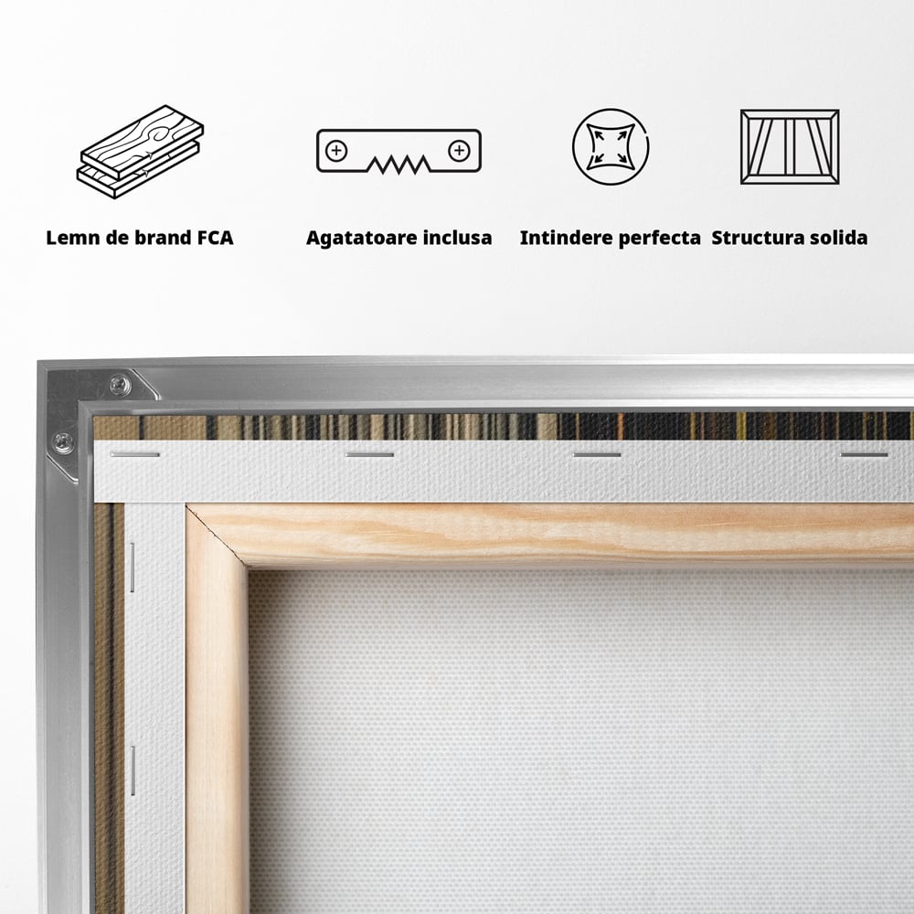 Tablou Canvas Premium LuxCanva® C1202, Gold And Black Stripes , Relaxare, Living Room, Culori Vibrante