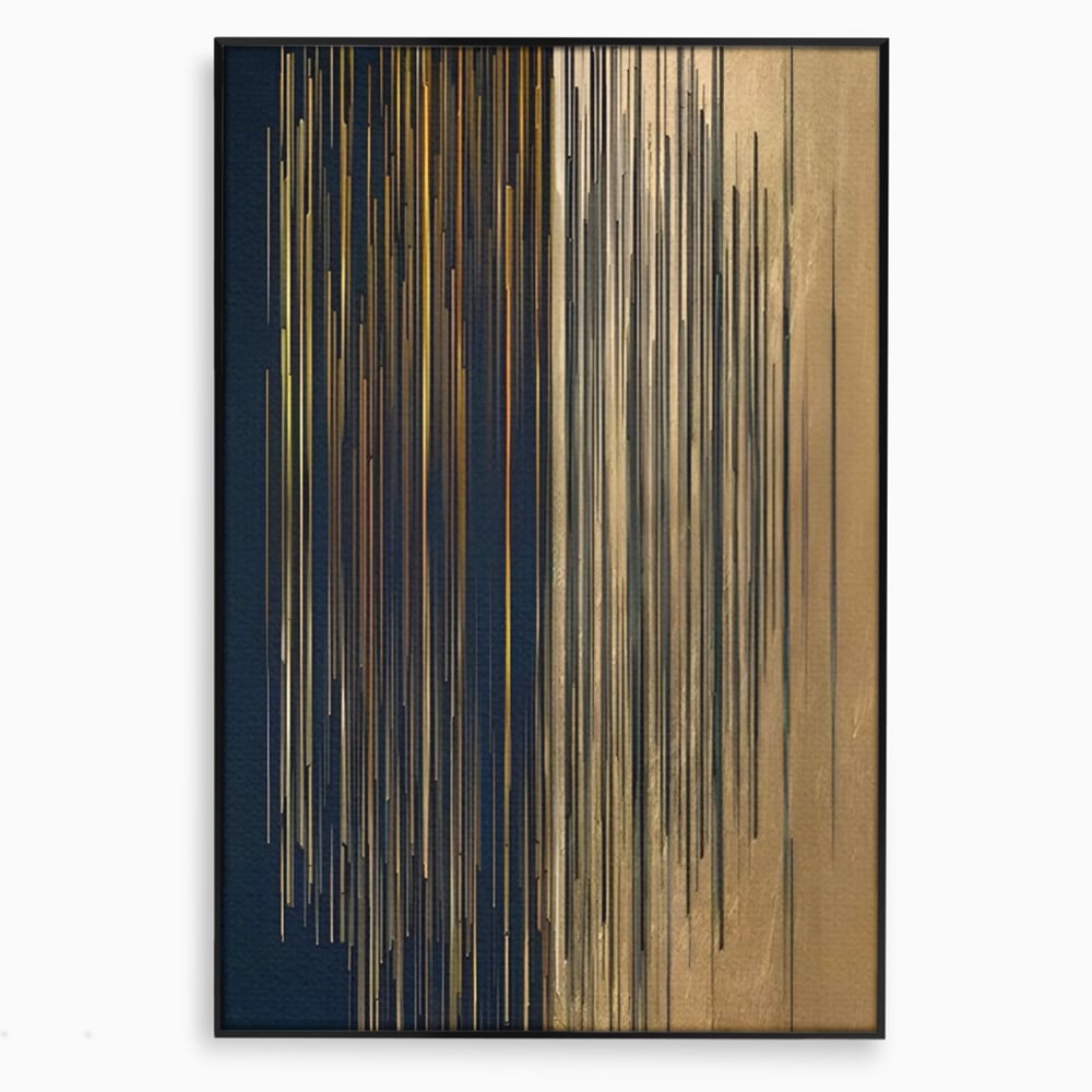 Tablou Canvas Premium LuxCanva® C1202, Gold And Black Stripes , Relaxare, Living Room, Culori Vibrante