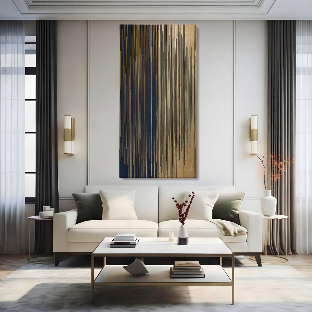 Tablou Canvas Premium LuxCanva® C1202, Gold And Black Stripes , Relaxare, Living Room, Culori Vibrante