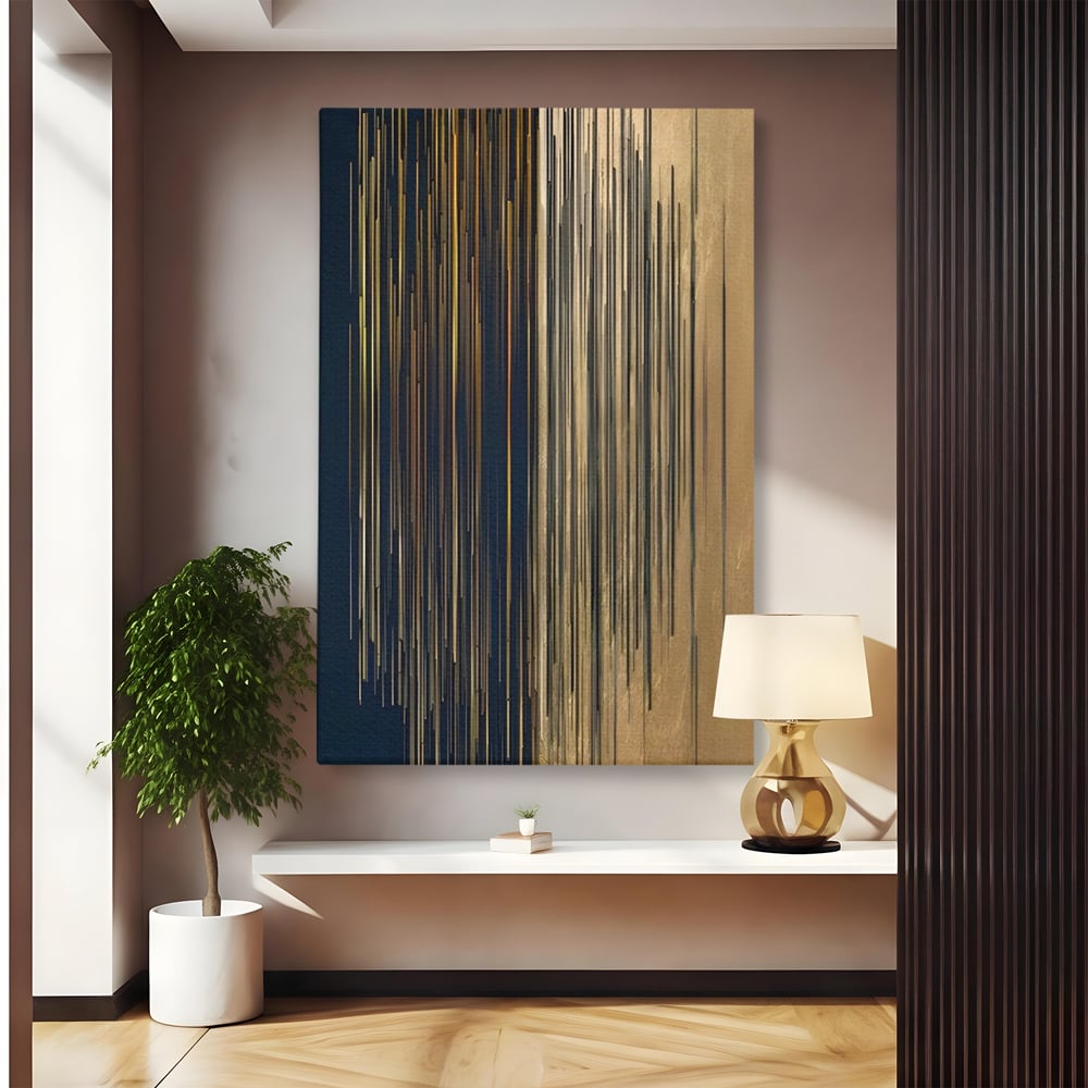 Tablou Canvas Premium LuxCanva® C1202, Gold And Black Stripes , Relaxare, Living Room, Culori Vibrante