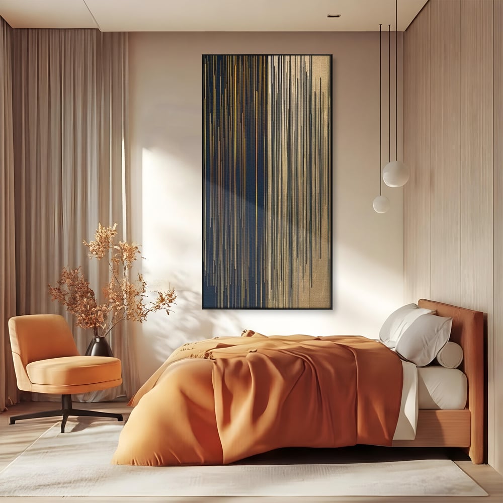Tablou Canvas Premium LuxCanva® C1202, Gold And Black Stripes , Relaxare, Living Room, Culori Vibrante