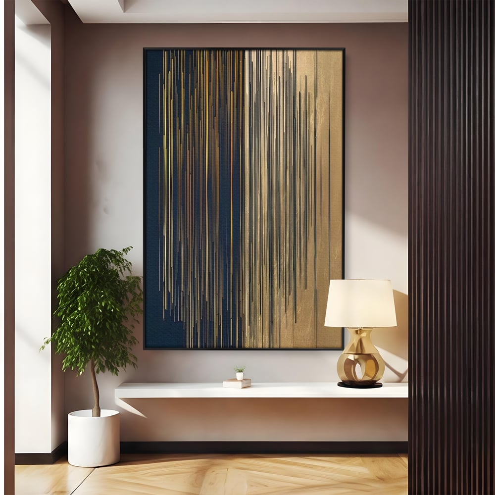 Tablou Canvas Premium LuxCanva® C1202, Gold And Black Stripes , Relaxare, Living Room, Culori Vibrante