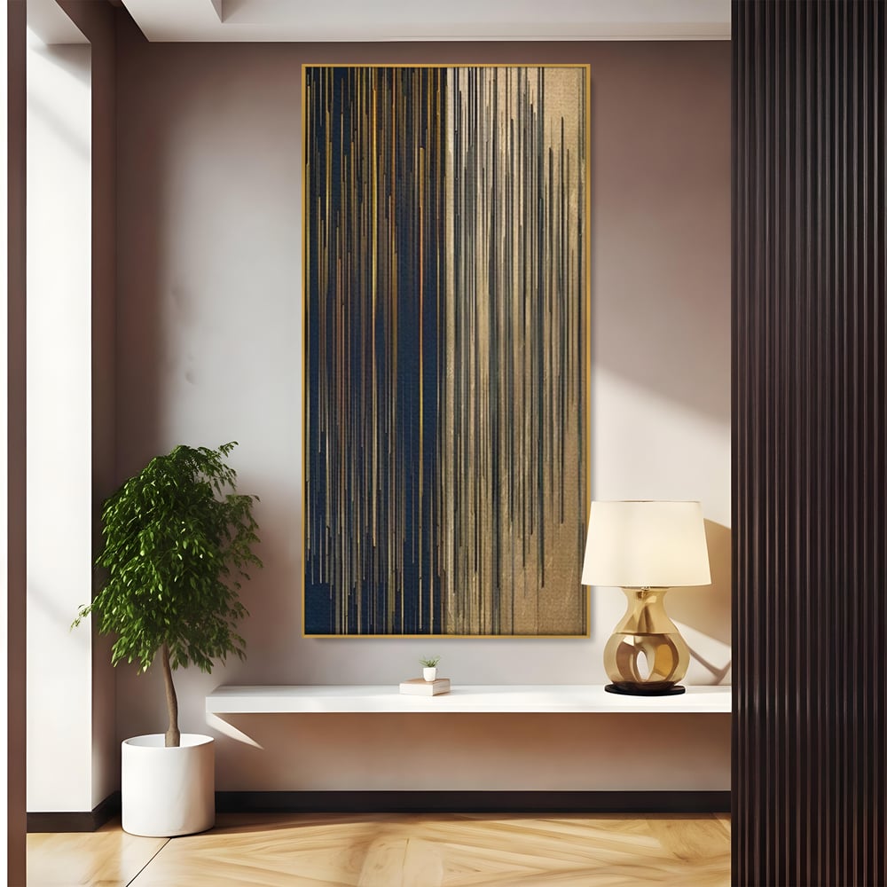 Tablou Canvas Premium LuxCanva® C1202, Gold And Black Stripes , Relaxare, Living Room, Culori Vibrante