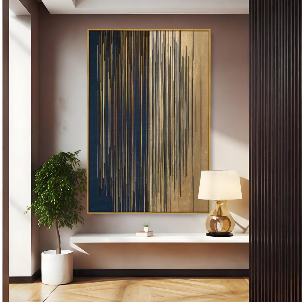 Tablou Canvas Premium LuxCanva® C1202, Gold And Black Stripes , Relaxare, Living Room, Culori Vibrante