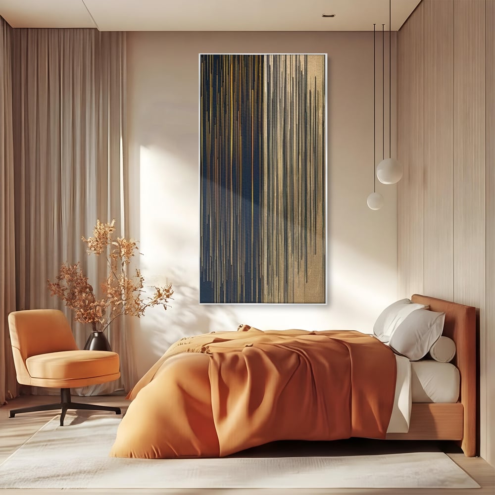 Tablou Canvas Premium LuxCanva® C1202, Gold And Black Stripes , Relaxare, Living Room, Culori Vibrante