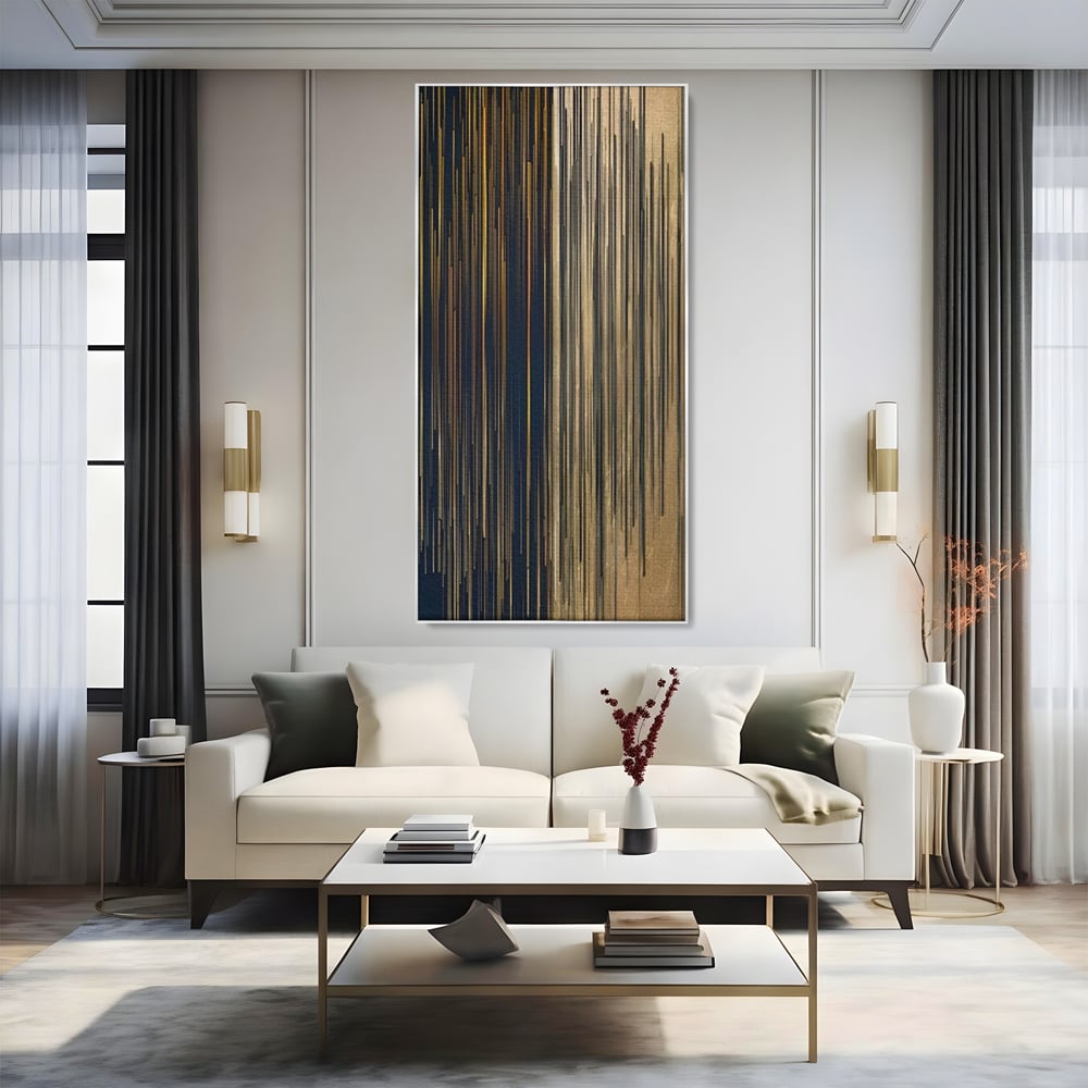 Tablou Canvas Premium LuxCanva® C1202, Gold And Black Stripes , Relaxare, Living Room, Culori Vibrante