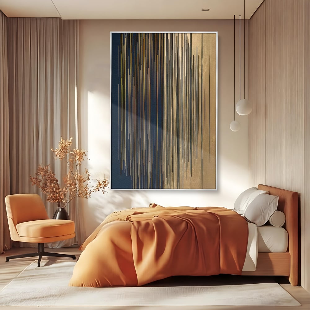 Tablou Canvas Premium LuxCanva® C1202, Gold And Black Stripes , Relaxare, Living Room, Culori Vibrante