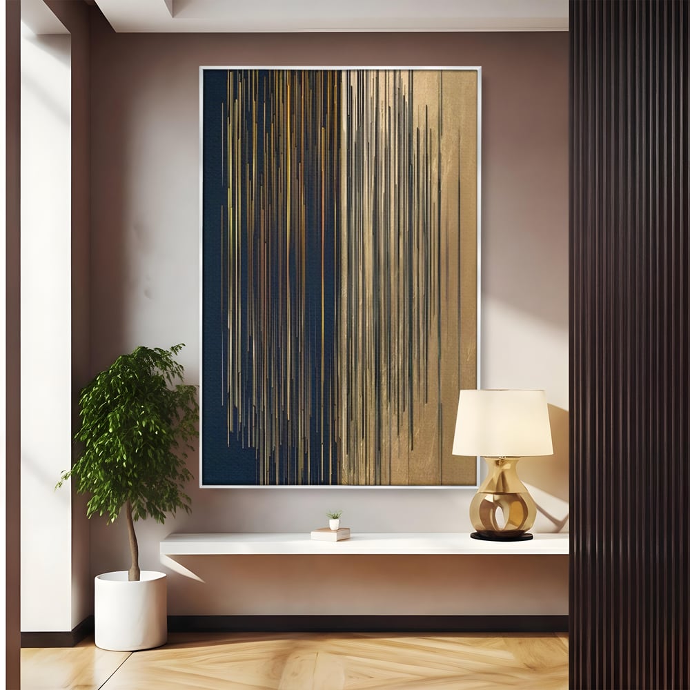 Tablou Canvas Premium LuxCanva® C1202, Gold And Black Stripes , Relaxare, Living Room, Culori Vibrante