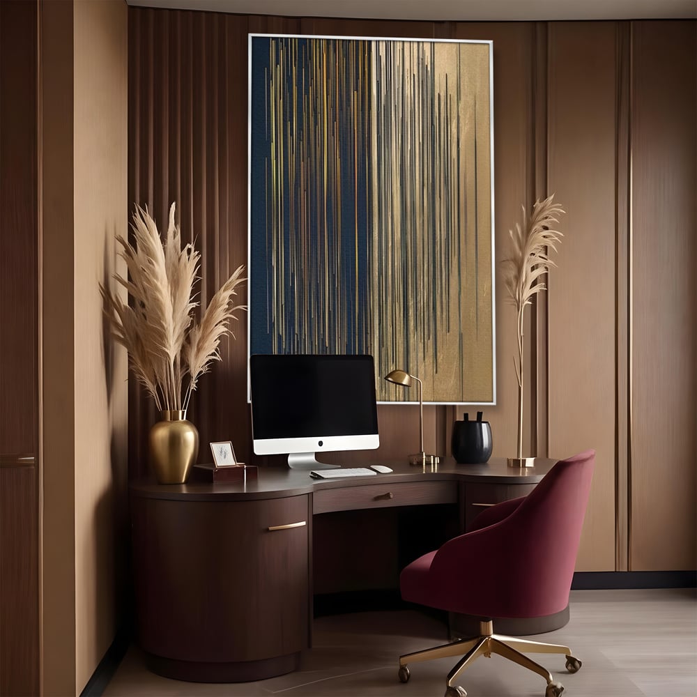 Tablou Canvas Premium LuxCanva® C1202, Gold And Black Stripes , Relaxare, Living Room, Culori Vibrante