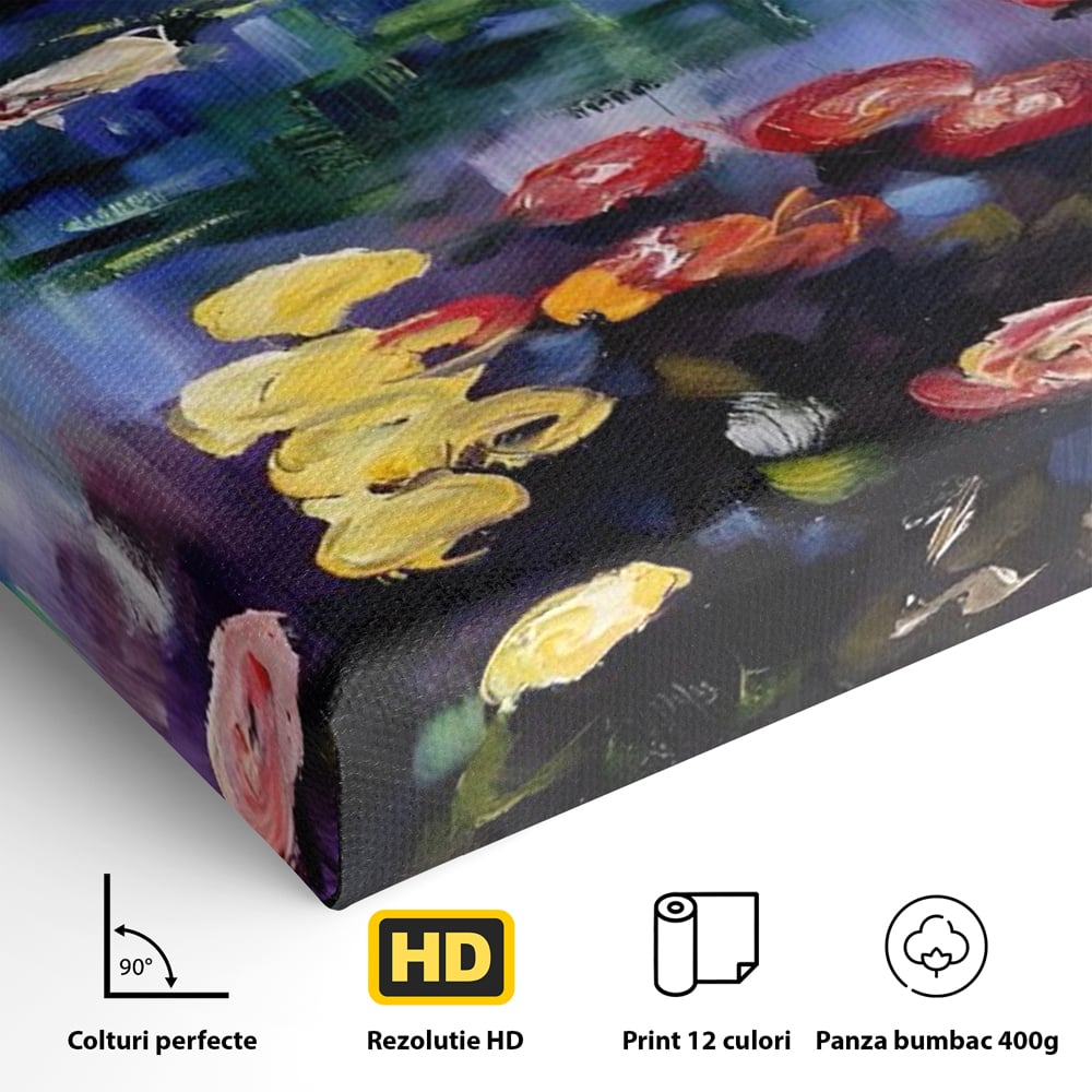 Tablou Canvas Premium LuxCanva® C1203, Maci Infloriti Pe Lac , Relaxare, Living Room, Culori Vibrante