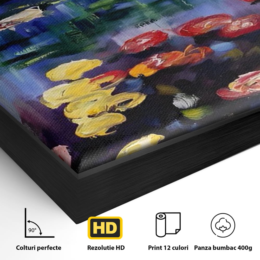 Tablou Canvas Premium LuxCanva® C1203, Maci Infloriti Pe Lac , Relaxare, Living Room, Culori Vibrante