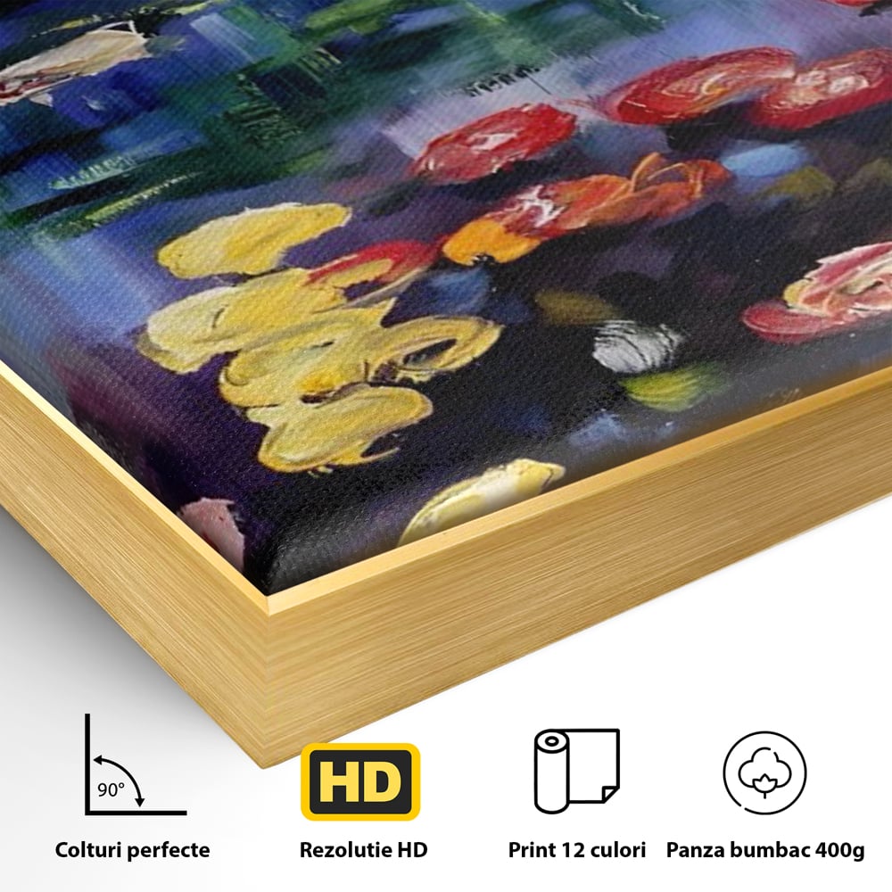 Tablou Canvas Premium LuxCanva® C1203, Maci Infloriti Pe Lac , Relaxare, Living Room, Culori Vibrante