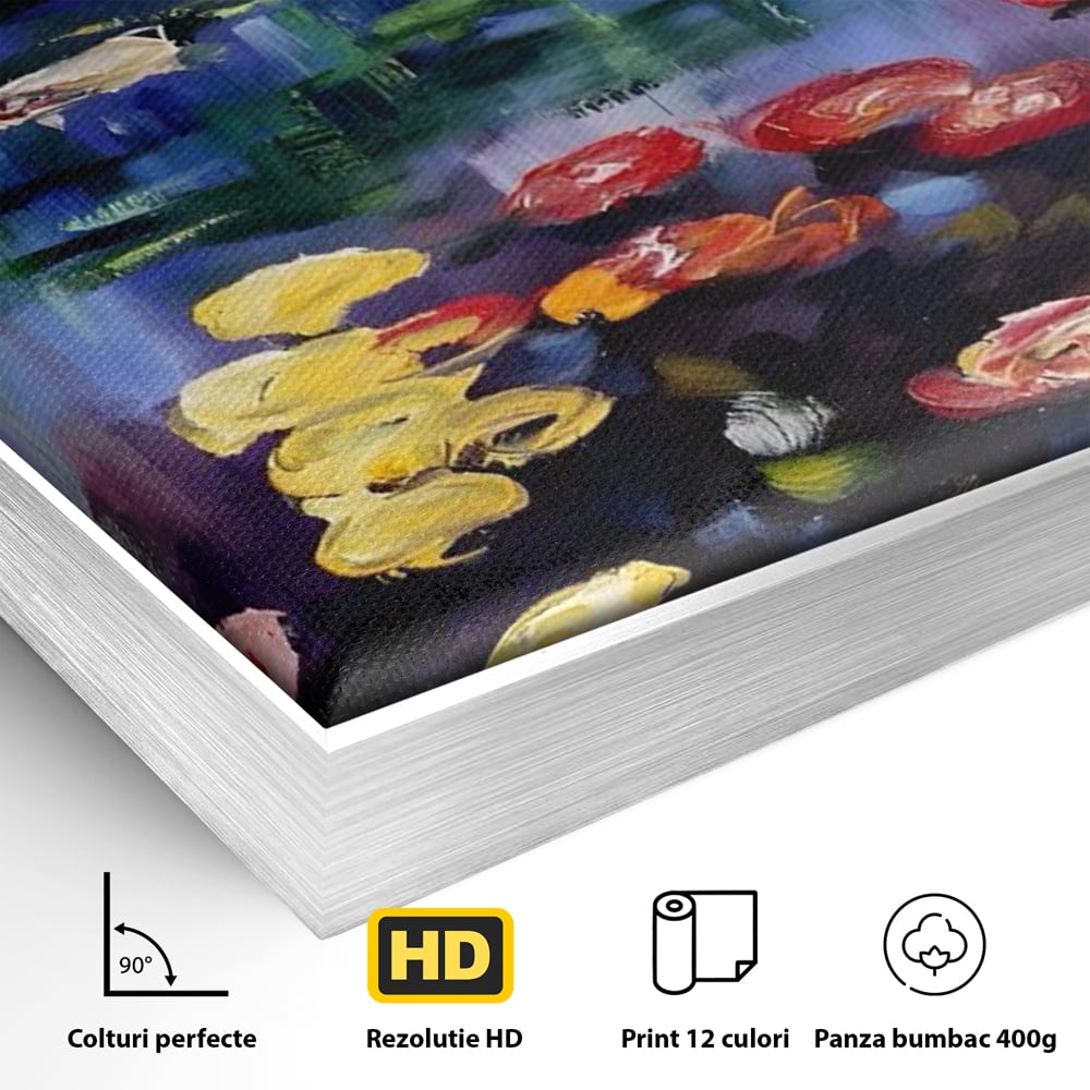Tablou Canvas Premium LuxCanva® C1203, Maci Infloriti Pe Lac , Relaxare, Living Room, Culori Vibrante