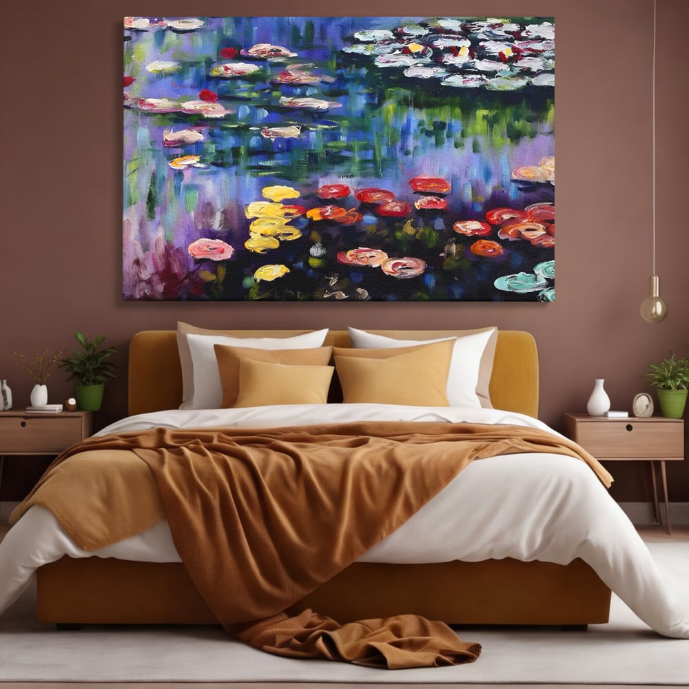 Tablou Canvas Premium LuxCanva® C1203, Maci Infloriti Pe Lac , Relaxare, Living Room, Culori Vibrante