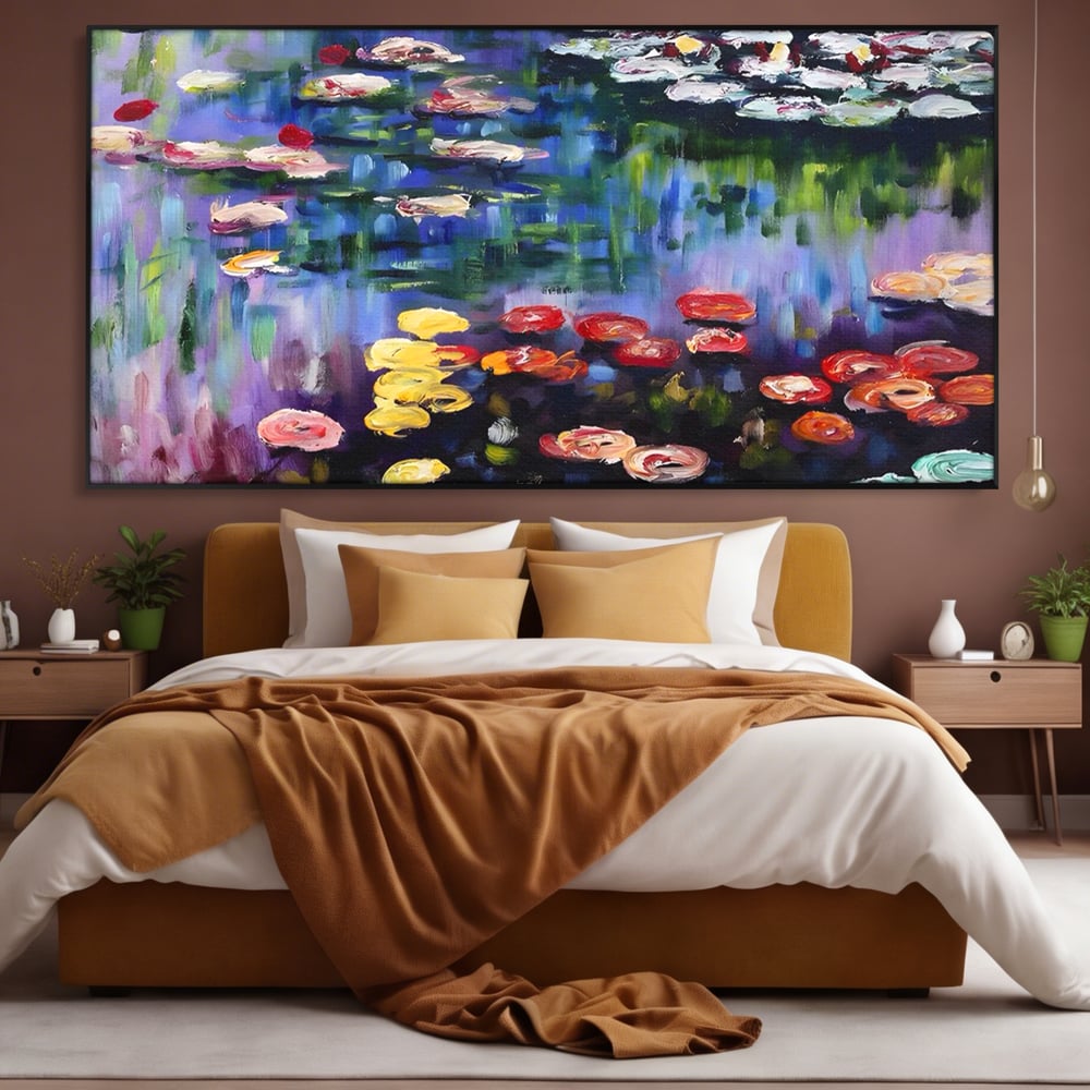 Tablou Canvas Premium LuxCanva® C1203, Maci Infloriti Pe Lac , Relaxare, Living Room, Culori Vibrante