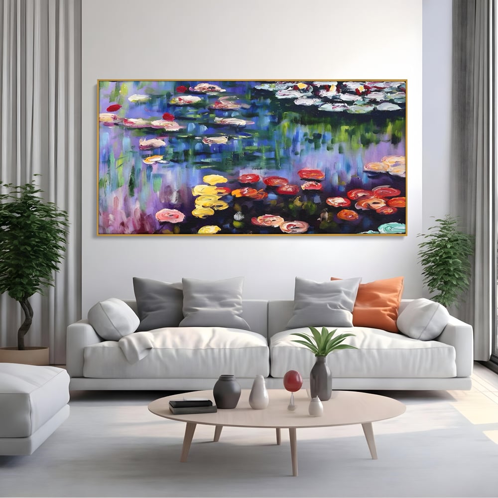 Tablou Canvas Premium LuxCanva® C1203, Maci Infloriti Pe Lac , Relaxare, Living Room, Culori Vibrante