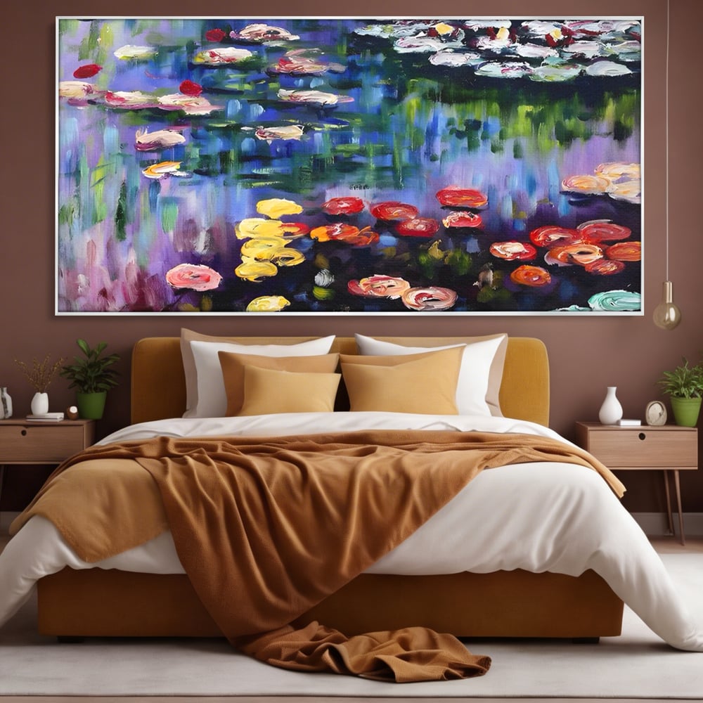 Tablou Canvas Premium LuxCanva® C1203, Maci Infloriti Pe Lac , Relaxare, Living Room, Culori Vibrante