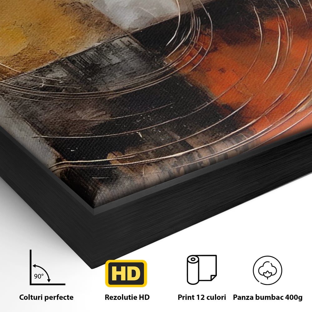 Tablou Canvas Premium LuxCanva® C1205, Abstract Black And Red Paint , Culori, Decorativ, Living Room, Culori Vibrante