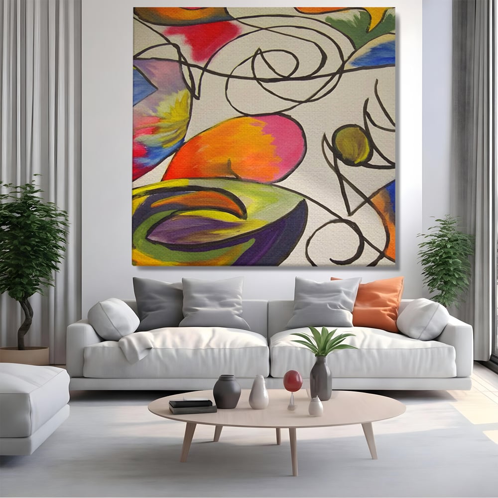 Tablou Canvas Premium LuxCanva® C1206, Kandinsky Painting Puzzle , Culori, Decorativ, Living Room, Culori Vibrante