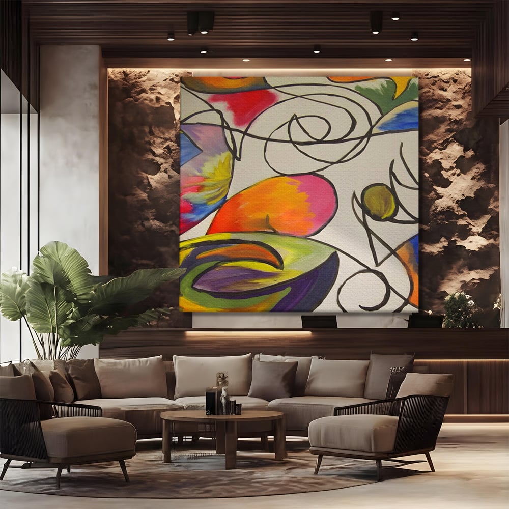 Tablou Canvas Premium LuxCanva® C1206, Kandinsky Painting Puzzle , Culori, Decorativ, Living Room, Culori Vibrante