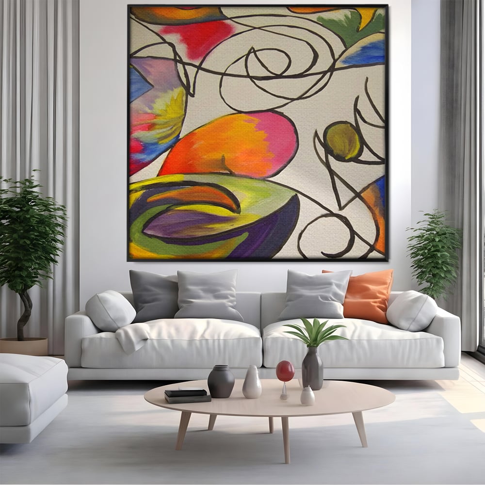 Tablou Canvas Premium LuxCanva® C1206, Kandinsky Painting Puzzle , Culori, Decorativ, Living Room, Culori Vibrante