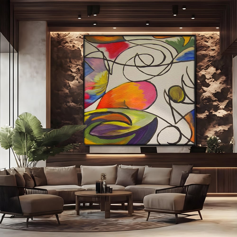 Tablou Canvas Premium LuxCanva® C1206, Kandinsky Painting Puzzle , Culori, Decorativ, Living Room, Culori Vibrante